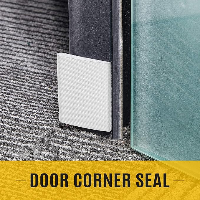 Zonon 32 Pieces Door Corner Seal Weatherstripping Exterior Door Frame Seal Draft Stopper Adhesive Corner Pads for Weather Stripping and Draft Protection (White)
