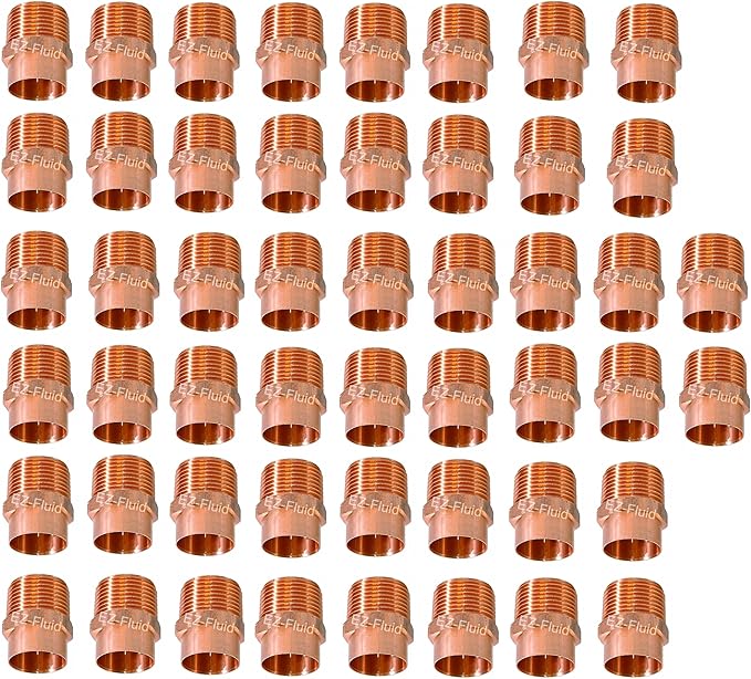 (50pcs) EZ-FLUID Plumbing 1/2" C X MIP LF Copper Male NPT Adapter Pressure Copper Fittings,Sweat Solder Connection for Residential,Commercial Tube Pipe