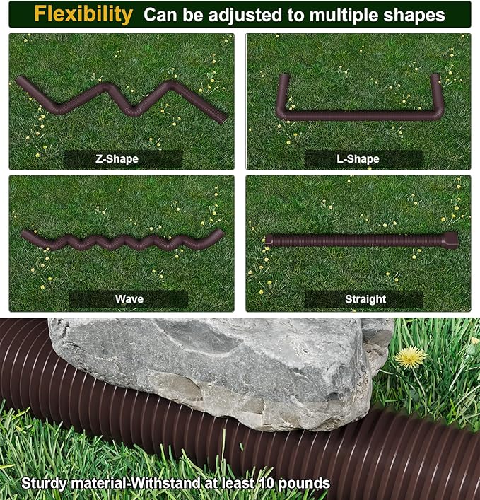Rain Gutter Downspout Extensions, Downspout Extender for Rainwater Drainage Flexible, Down Spout Drain Extension Pipe and Extendable from 21 to 66 Inches (2 Pack, Brown)