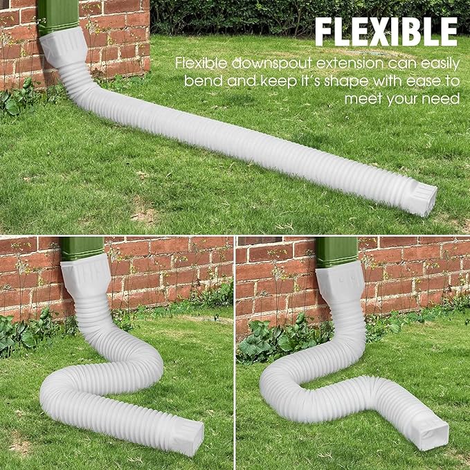 3 pack Flexible Rain Gutter Downspout Extensions,Drain Downspout Extender,Gutter Extension Flexible,Down Spout Drain Extension Pipes,Extendable from 21 to 60 Inches (3pcs brown)