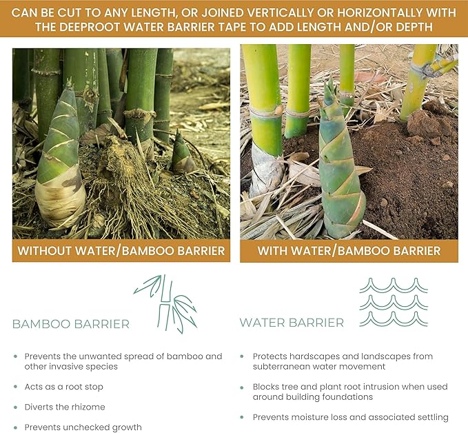 DeepRoot Water Barrier, Versatile Bamboo Barrier, Easy-to-Install Garden Barrier for Landscaping and Protection, Durable, Flexible, 36" x 100' Roll-30 mil Thickness, Black (WB 36/30-100)