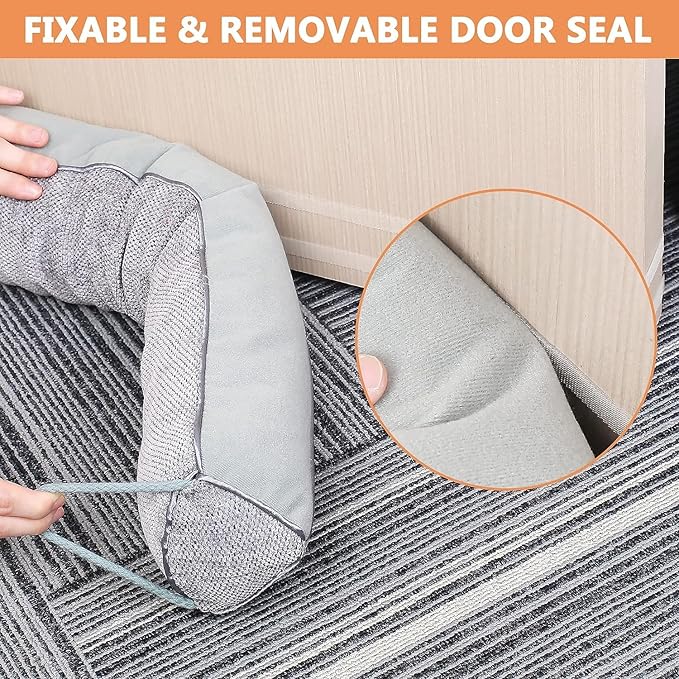 Triangle Under Door Draft Stopper Noise Blocker 28 Inches for Door Bottom Air Seal Insulation and Soundproof, Heavy Duty Weather Guard Snake Stripping, Gray