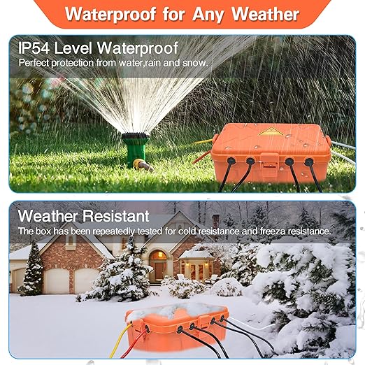 Hrensaw Large Outdoor Electrical Box(12.5x8.5x5inch),IP54 Waterproof Outdoor Outlet Covers,Weatherproof Extension Cord Covers Protect Outlet,Plug,Timer,Power Strip,Holiday Light,Orange