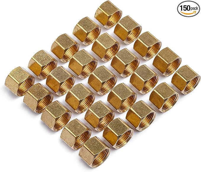 LTWFITTING 3/8-Inch Brass Compression Nut,Brass Compression Fitting(Pack of 150)