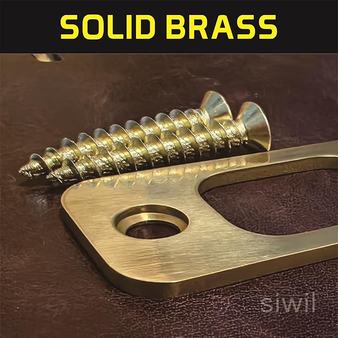 Deadbolt Strike Plate, Solid Brass Door Backplate 1" X 2 1/4“, Round Corner Heavy Duty - 3 Pack