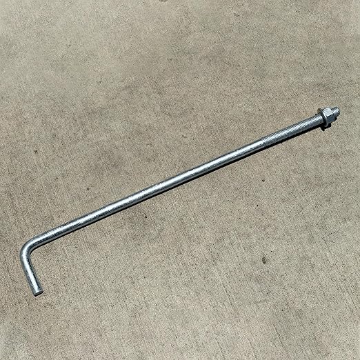 Sandbaggy 3/4" x 24" Threaded Concrete Anchor L-Bolts (Nuts & Washers Included) - Hot Dipped Galvanized - Sill Plate, Base Plate, Masonry, Wood, Cement Anchors, J Bolt (40, 3/4" x 24")