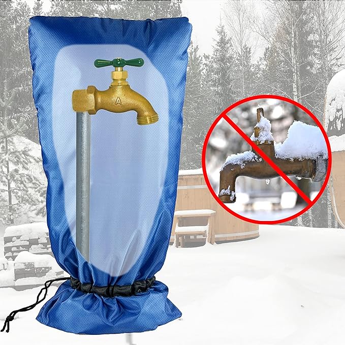 XXL Outdoor Faucet Covers for Winter, 3M Thinsulate Insulation Faucet Freeze Protector, 25”H x 13”W for Garden Lawn Faucets & Yard Hydrant, Waterproof Insulated Spigot Cover Faucet Sock – Blue