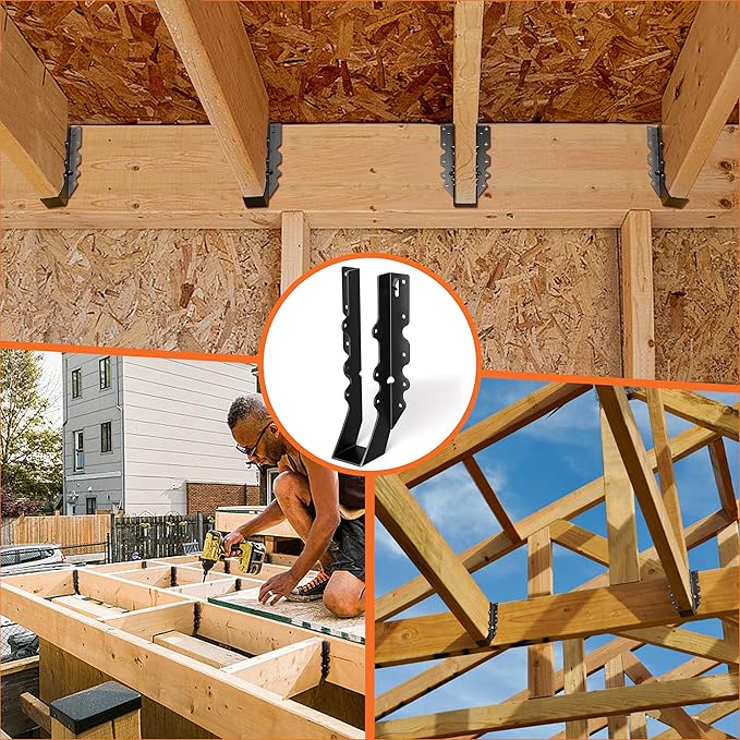 20 Pcs Black 2x10 Joist Hanger,LU210 18 Gauge Double Shear Face Mount Joist Hanger,Hurricane Ties for Rafters Tie Brackets Great for Floor Deck and Ceiling Joists