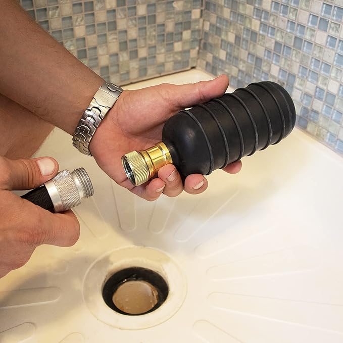 DrainX Hydro Pressure Drain Cleaning Bladder - Fits 4" to 6" Drain Pipes - Unclogs Stubborn Blockages in Bathroom Sinks, Shower Drains, Bathtubs, Plumbing Pipes