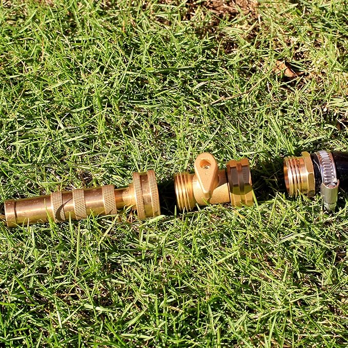 Solid Brass Garden Hose Repair kit Connector with Clamps 3/4" Barb x 3/4" Male,Fit for Garden Hose Fitting,Male and Female Hose Fittings