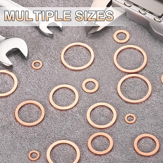 uxcell 100Pcs M18 Flat Washer Copper Washer Sealing Rings, 18mm ID 24mm OD 1.5mm Thickness Copper Crush Washers Metric Sealing Gasket for Plumbing Machinery Automotive