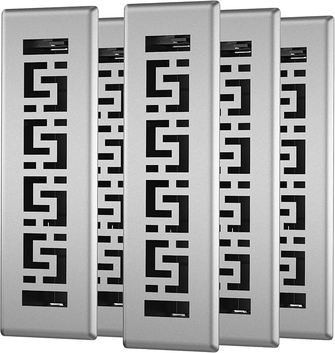 Floor Register 2x10-6 Pack Floor Vent Covers Heavy Duty Walkable Steel Floor Vents Adjustable Decorative Vent Covers for Home Floor Sidewall Office or Ceiling Vent