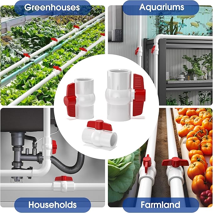 2 Pack 2'' PVC Ball Valves,Red T Handle Shut-Off Valve Socket,SCH40 PVC Water Pipe Valves,Slip Water Pipe Valve for Water Project, Swimming Pool,Sewage Pump, Outdoor Plumbing & Irrigation System