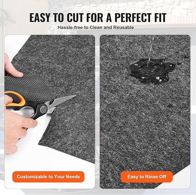 VEVOR Waterproof Garage Floor Mat for Under Car, 4.9'x6' Compact Size Heavy Duty Containment Mat with Strong Grip, Protects Garage Floor from Water, Mud and Oil, for Garages,Greenhouses,Entrance