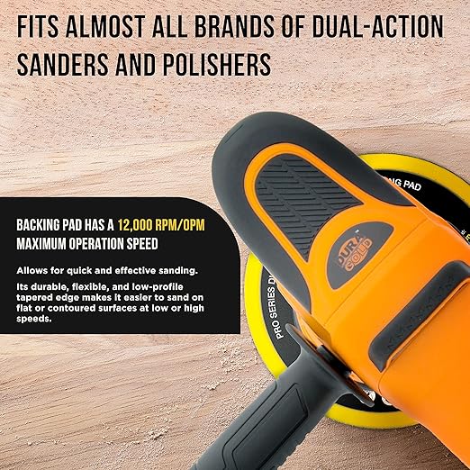 Dura-Gold Pro Series 6" Hook & Loop DA Backing Plate Pad, 6 Hole Pattern Dustless - Low Profile Edge, Medium Density, Dual-Action Random Orbital Sanding Pad, Sander Polisher Auto Woodworking Sandpaper