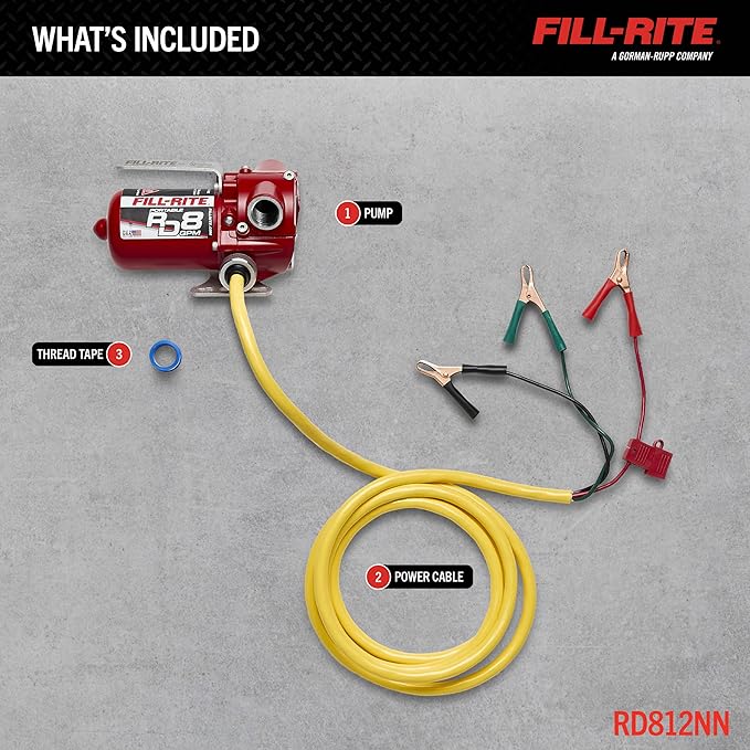 Fill-Rite RD812NN 12V 8 GPM Portable Fuel Transfer Pump w/Power Cable