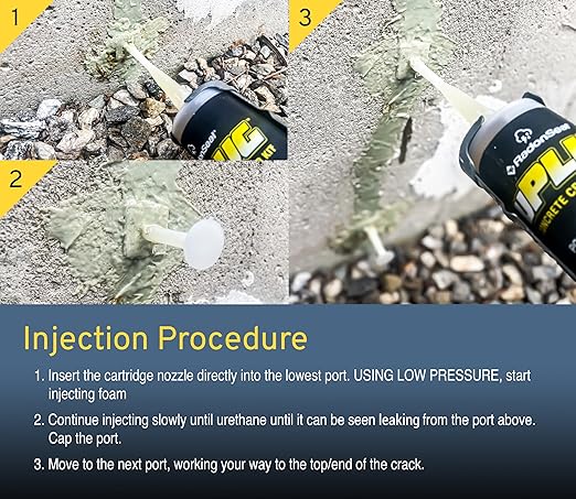 uPlug DIY Foundation Crack Repair Kit (10-FT) – Foam Filler & Injection Sealant for Concrete Walls