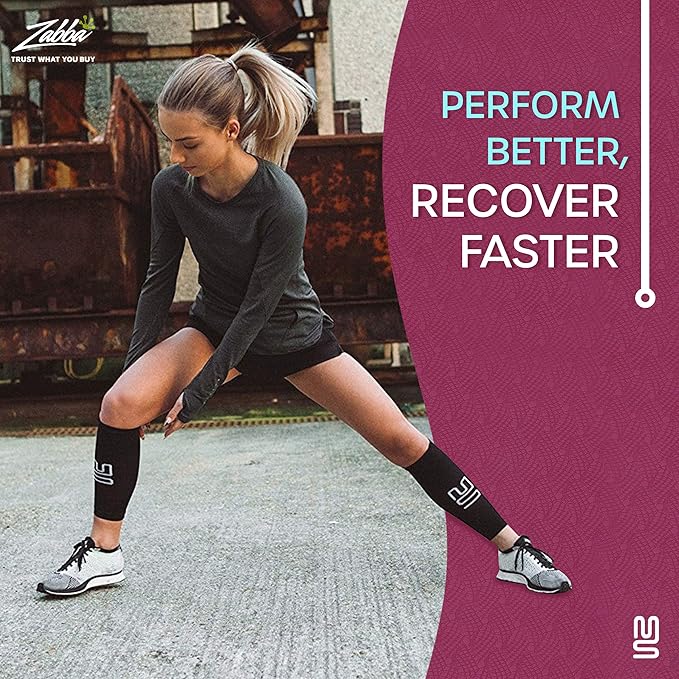 Calf Compression Sleeves - Leg Sleeves for Men and Women - Shin Splint Relief Support Brace Running Flights