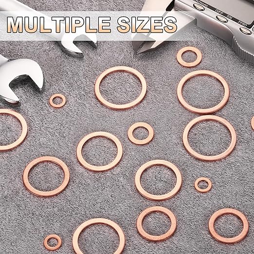 uxcell 75Pcs M12 Flat Washer Copper Washer Sealing Rings, 12mm ID 22mm OD 1.5mm Thickness Copper Crush Washers Metric Sealing Gasket for Plumbing Machinery Automotive