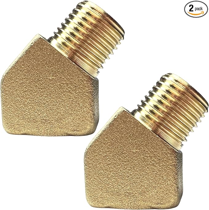 2pcs Brass 1/8" NPT Male x 1/8" NPT Female 45 Degree Street Elbow Fitting by CX WONDERLAND