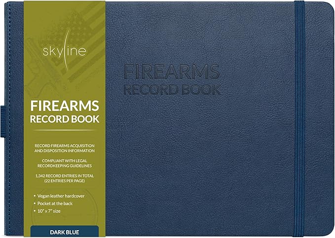 Skyline Firearms Acquisition & Disposition Record Book – Hardcover Gun Log Book for Firearm Dealers & Personal Use – Log Book for Receipt & Disposition Records, 10x7″(Dark Blue)