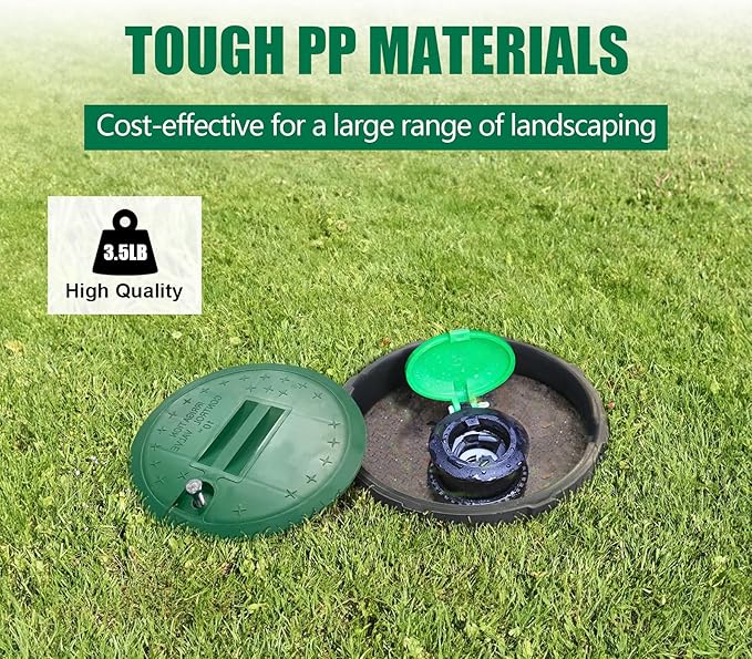 3 Pcs 10 in Sprinkler Valve Boxes, Durable PP Round Irrigation Valve Box for Garden Yard Outdoor Lawn Grassland Ground Farm, Underground Splice Box for Electrical Water Meter Box Green Cover