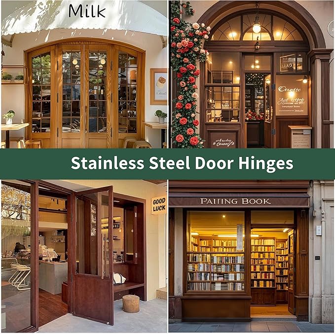 304 Stainless Steel 4 Inch Matte Black Door Hinges 5/8" Radius Corners Interior Hinges 4'' Ball Bearing Door Hinges- 3 Pack
