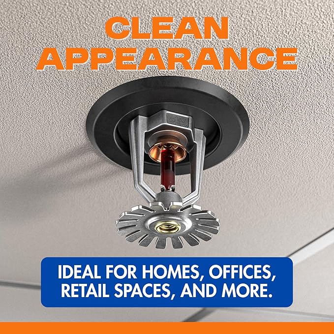 Recessed Fire Sprinkler Escutcheon 1/2 in. IPS - 2 Piece in Black - Depth Adjustment Range up to 3/4 in. for Fire Sprinkler Trim