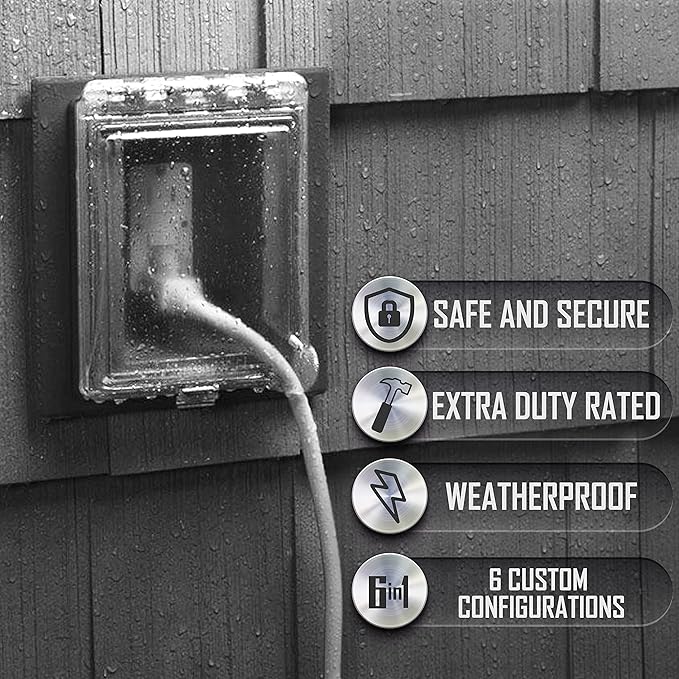 TayMac MR420CZ 1-Gang Recessed Enclosure Extra Duty, 6-in-1 Nonmetallic Weatherproof in-Use Cover, Horizontal/Vertical, Bronze