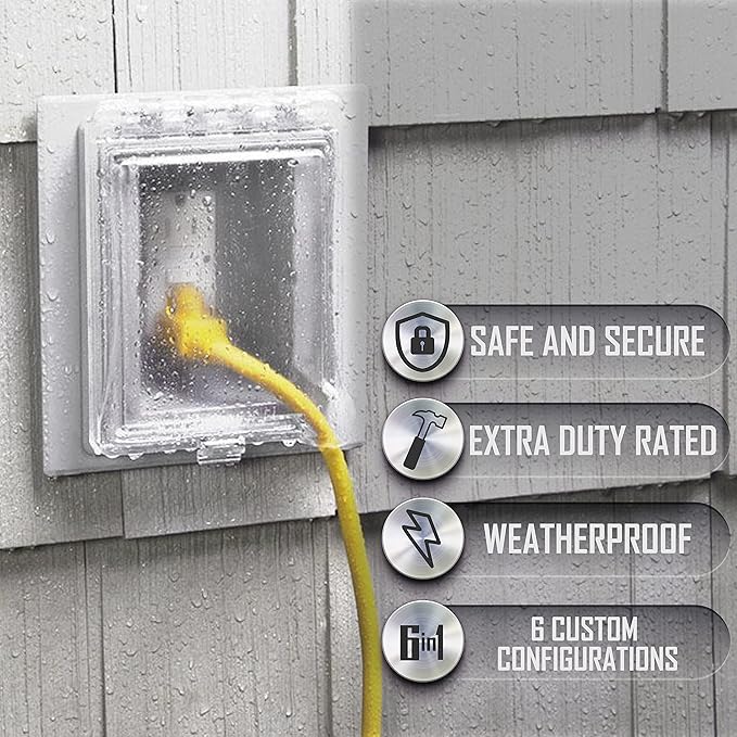 TayMac MR420CW 1-Gang Recessed Enclosure Extra Duty, 6-in-1 Nonmetallic Weatherproof in-Use Cover, Horizontal/Vertical, White