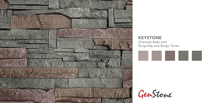GenStone Faux Stacked Stone Panel 41" x 11.25" in Keystone Color for Do It Yourself Friendly Home Improvement Projects