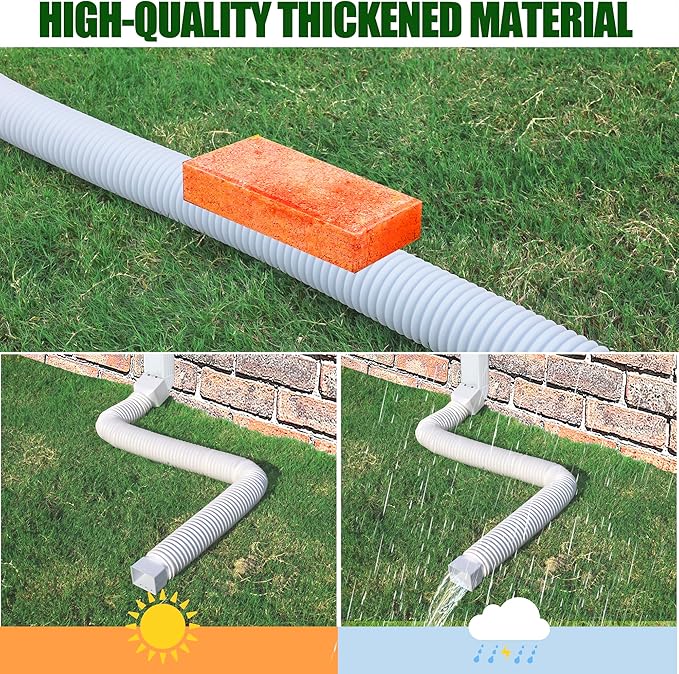 2 Pack Rain Gutter Downspout Extensions, Upgraded Flexible Drain Down Spout Extender for Rain Water Drainage, Each Extendable from 20" to 66", Combine to 10 ft with Connector(White)