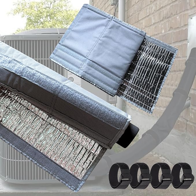 4 Layers HVAC AC Copper Pipe Insulation Cover, 78”x11.8” Oxford AC Pipe Covers, for Outdoor AC Lines, Electrical Cables, Wires, Prevents Freezing, Waterproof ,UV Resistant (Light Gray)