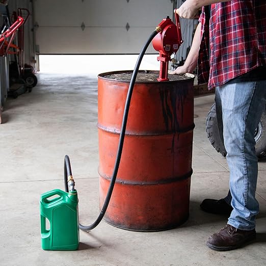Fill-Rite FR112 Fuel Transfer Rotary Hand Pump w/Discharge Hose, Straight Spout, Vacuum Breaker, & Suction Pipe