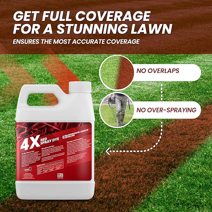 32oz 4X Red Spray Dye - Makes 128 Gallons of Concentrated Spray Pattern Indicator Dye, Ideal Fertilizer Marking, Lawn Turf Mark and Marker, Mark Where You've Sprayed with Red Color Indicator