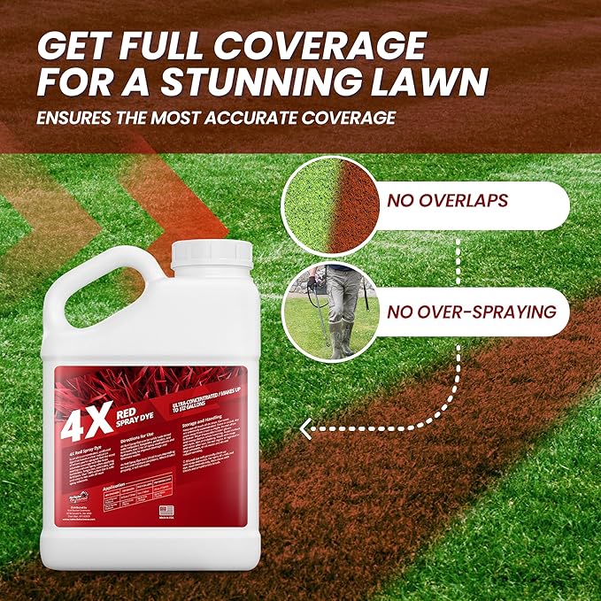 1 Gallon 4X Red Spray Dye - Makes 512 Gallons of Concentrated Spray Pattern Indicator Dye, Ideal Fertilizer Marking, Lawn Turf Mark and Marker, Mark Where You've Sprayed with Red Color Indicator