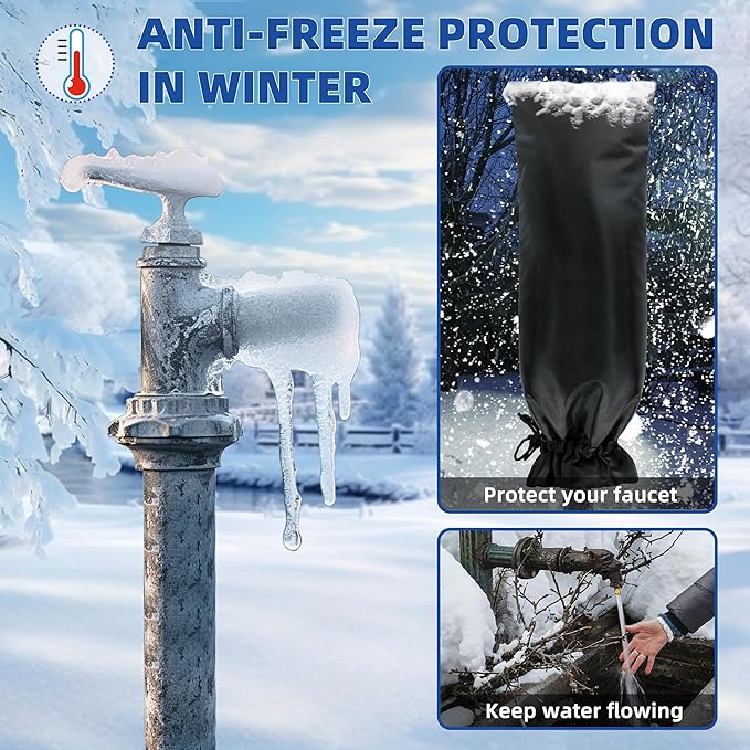 Outdoor Faucet Covers for Winter Freeze Protection 2 Pack Reusable Garden Faucet Cover Socks for Various Faucet Water Spigot Pipe Hose Bib,Waterproof Insulated Anti-Freeze Covers-XL