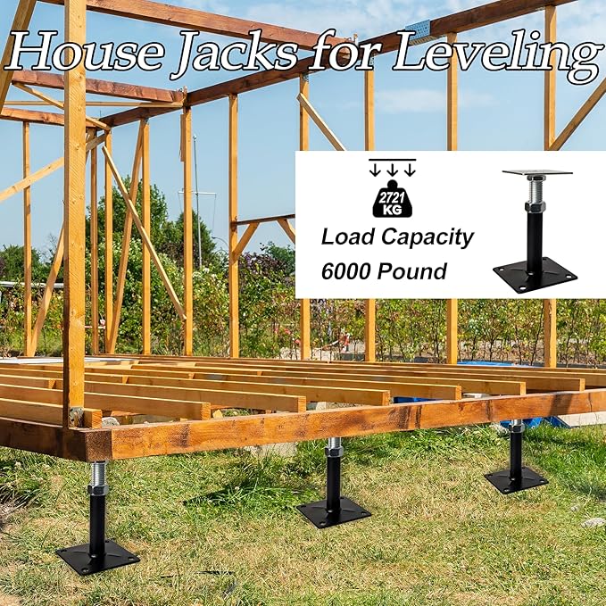 House Jacks for Leveling, 5-8" Mini Screw Jack Floor Straightener, Floor Jacks Extension Lift Supports, Adjustable Support Jack for Floor, Post, Deck Foundation, Porch, Roof, Staircase