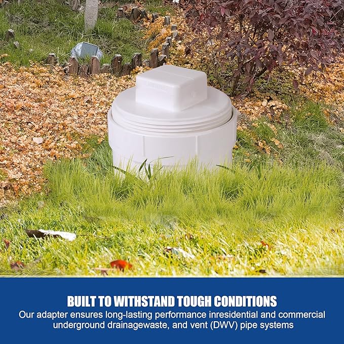 6" PVC Sewer Cleanout cap,DWV Flush Sewer Cleanout Adapter with Plug for Drainage Pipe Fitting