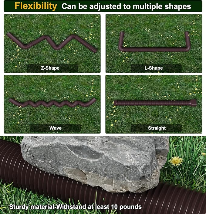 Rain Gutter Downspout Extensions, Downspout Extender for Rainwater Drainage Flexible, Extendable 58"+66" Down Spout Drain Extension Pipes (2 Pack, Brown)