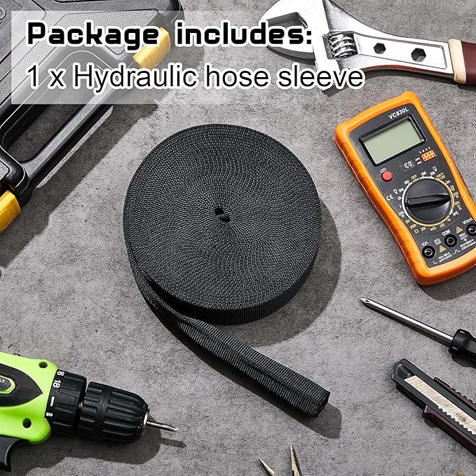 Hanaive 26 ft Nylon Hydraulic Hose Protector Sleeve Tig Torch Cable Cover Black Protective Cover Hose Sheath Hydraulic Wrap Cutting Wire Sheath Sleeve Management Wrap for Cord Tig(1.5 Inch Id)