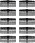 PIPE DÉCOR 1/2" x 1.5" Malleable Cast Iron Pipe Nipple, Pre Cut Connectors, Industrial Steel Grey Fits Standard Half Inch Black Threaded Pipes Nipples and Fittings, Vintage DIY Furniture, 10 Pack