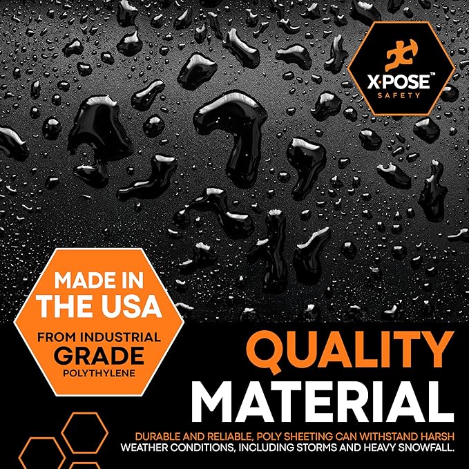 Xpose Safety Black Plastic Sheeting (Bulk Half Pallet 25 Pack) – 20' x 100' Rolls – Heavy Duty 5.2 Mil Poly Sheet – Waterproof, Dustproof, Vapor Barrier – for Construction, Painting, Industrial Use