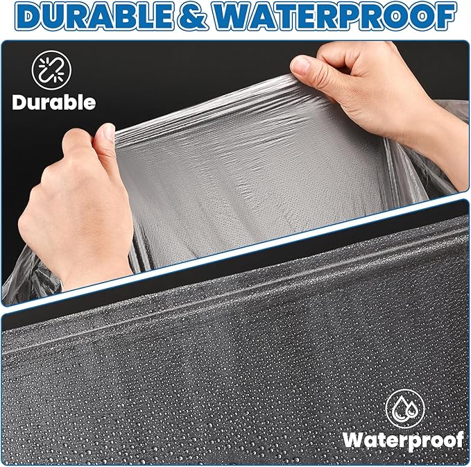 18 Pack Plastic Drop Cloth, 9 x 12 Feet Plastic Sheeting, Painter's Sheeting & Tarps for Painting, Dustproof Painters Plastics Tarp for Furniture Cover
