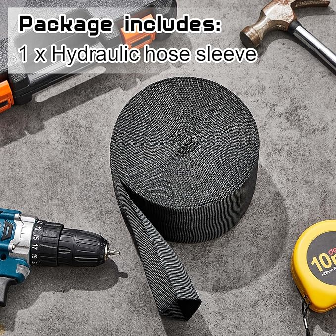 Hanaive 26 ft Nylon Hydraulic Hose Protector Sleeve Tig Torch Cable Cover Black Protective Cover Hose Sheath Hydraulic Wrap Cutting Wire Sheath Sleeve Management Wrap for Cord Tig(2.5 Inch Id)