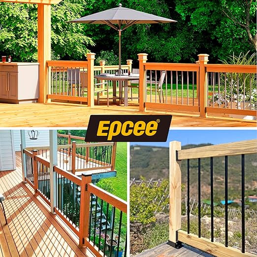 60pcs ADC-12 Aluminum Deck Railing Bracket, Deck Railing Connectors for 2"x4" (Actually 1.5"x3.5") Wooden Deck Railing Post to Handrail Connection (Black)