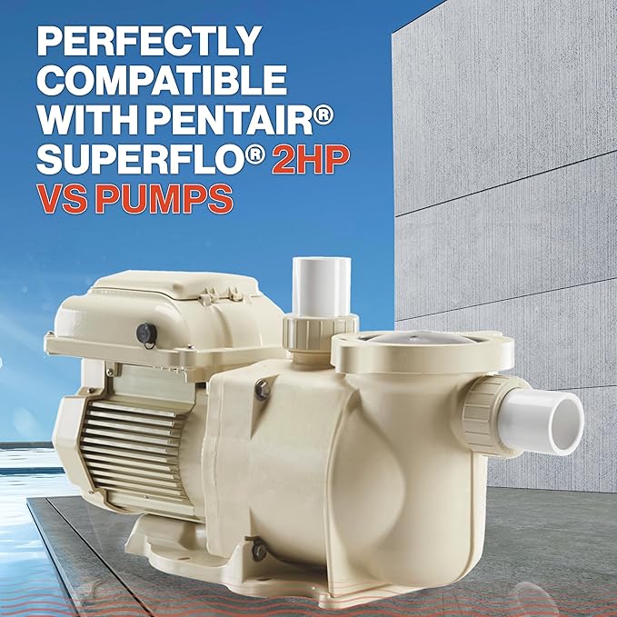 Swimables 340040 2 HP SuperFlo Pool Pump - Replacement for Pentair SuperFlo 2HP and VS Pumps – Inground Variable Speed 2 HP Pool Pump - High Flow, Quiet Motor - 7,860 GPH Compatible, 1.5"/2" Ports