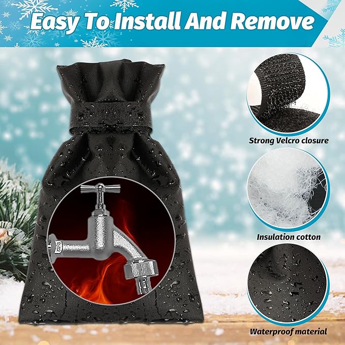 Outdoor Faucet Covers for Winter 6 Pack Freeze Protection Insulated Anti-Freeze Waterproof Material,Reusable Faucet Cover Socks for Various Faucet Spigot,Pipe,Garden Hose Bib