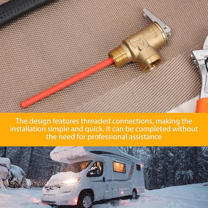 1/2" NPT RV 210°F Temperature and Pressure Relief Valve Thickened Brass Safety Valve RV Water Heater Temperature and Pressure Relief Valve for Hot Water Heater Tanks (DN15-2pc)