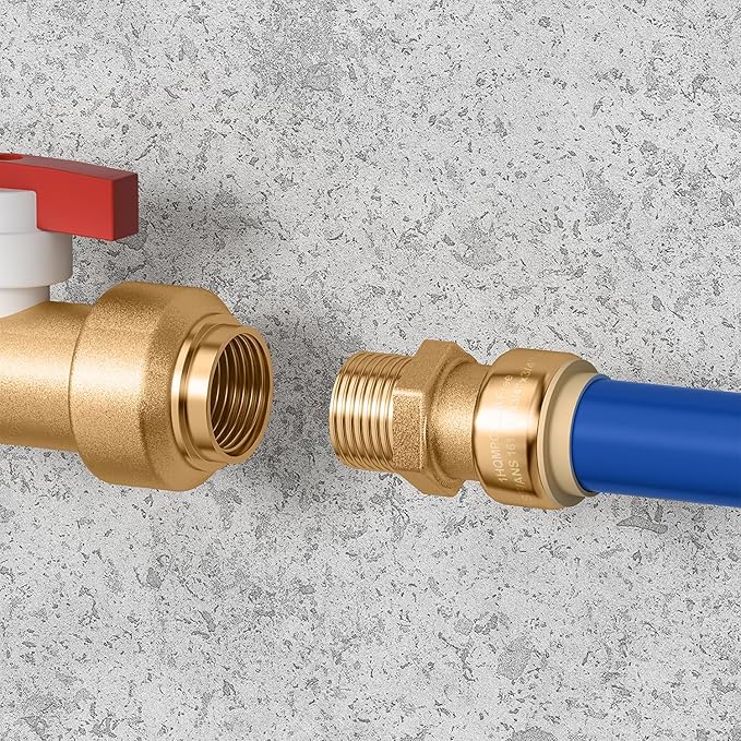 HQMPC 3/4" Pex Fitting Straight Coupling Push Fit PEX Fittings, Push-to-Connect Copper, CPVC No Pb Brass Plumbing Fittings (6pcs, 3/4 Inch)